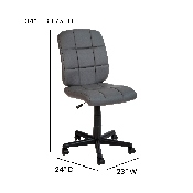 Mid-Back Gray Quilted Vinyl Swivel Task Office Chair, GO-1691-1-GY-GG