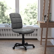 Mid-Back Gray Quilted Vinyl Swivel Task Office Chair, GO-1691-1-GY-GG