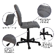 Mid-Back Gray Quilted Vinyl Swivel Task Office Chair, GO-1691-1-GY-GG