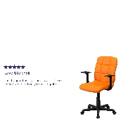 Mid-Back Orange Quilted Vinyl Swivel Task Office Chair with Arms, GO-1691-1-ORG-A-GG