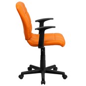 Mid-Back Orange Quilted Vinyl Swivel Task Office Chair with Arms, GO-1691-1-ORG-A-GG