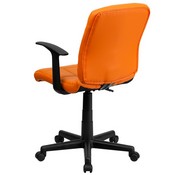 Mid-Back Orange Quilted Vinyl Swivel Task Office Chair with Arms, GO-1691-1-ORG-A-GG
