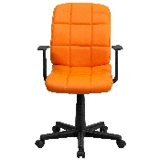 Mid-Back Orange Quilted Vinyl Swivel Task Office Chair with Arms, GO-1691-1-ORG-A-GG