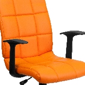 Mid-Back Orange Quilted Vinyl Swivel Task Office Chair with Arms, GO-1691-1-ORG-A-GG