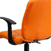 Mid-Back Orange Quilted Vinyl Swivel Task Office Chair with Arms, GO-1691-1-ORG-A-GG