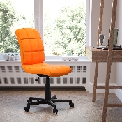 Mid-Back Orange Quilted Vinyl Swivel Task Office Chair, GO-1691-1-ORG-GG