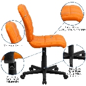 Mid-Back Orange Quilted Vinyl Swivel Task Office Chair, GO-1691-1-ORG-GG