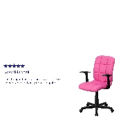 Mid-Back Pink Quilted Vinyl Swivel Task Office Chair with Arms, GO-1691-1-PINK-A-GG