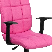 Mid-Back Pink Quilted Vinyl Swivel Task Office Chair with Arms, GO-1691-1-PINK-A-GG