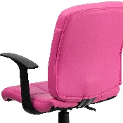 Mid-Back Pink Quilted Vinyl Swivel Task Office Chair with Arms, GO-1691-1-PINK-A-GG