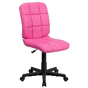 Mid-Back Pink Quilted Vinyl Swivel Task Office Chair, GO-1691-1-PINK-GG