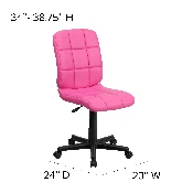 Mid-Back Pink Quilted Vinyl Swivel Task Office Chair, GO-1691-1-PINK-GG