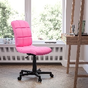 Mid-Back Pink Quilted Vinyl Swivel Task Office Chair, GO-1691-1-PINK-GG