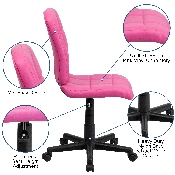 Mid-Back Pink Quilted Vinyl Swivel Task Office Chair, GO-1691-1-PINK-GG