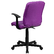 Mid-Back Purple Quilted Vinyl Swivel Task Office Chair with Arms, GO-1691-1-PUR-A-GG