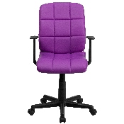 Mid-Back Purple Quilted Vinyl Swivel Task Office Chair with Arms, GO-1691-1-PUR-A-GG
