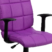 Mid-Back Purple Quilted Vinyl Swivel Task Office Chair with Arms, GO-1691-1-PUR-A-GG