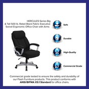 HERCULES Series Big & Tall 500 lb. Rated Black Fabric Executive Swivel Ergonomic Office Chair with Arms, GO-1850-1-FAB-GG