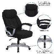HERCULES Series Big & Tall 500 lb. Rated Black Fabric Executive Swivel Ergonomic Office Chair with Arms, GO-1850-1-FAB-GG
