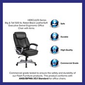 HERCULES Series Big & Tall 500 lb. Rated Black LeatherSoft Executive Swivel Ergonomic Office Chair with Arms, GO-1850-1-LEA-GG