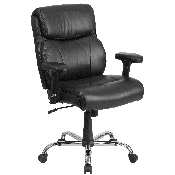 HERCULES Series Big & Tall 400 lb. Rated Black LeatherSoft Ergonomic Task Office Chair with Clean Line Stitching and Arms, GO-2031-LEA-GG