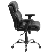 HERCULES Series Big & Tall 400 lb. Rated Black LeatherSoft Ergonomic Task Office Chair with Clean Line Stitching and Arms, GO-2031-LEA-GG