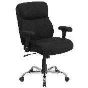 HERCULES Series Big & Tall 400 lb. Rated Black Fabric Ergonomic Task Office Chair with Line Stitching and Adjustable Arms, GO-2031F-GG