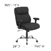 HERCULES Series Big & Tall 400 lb. Rated Black Fabric Ergonomic Task Office Chair with Line Stitching and Adjustable Arms, GO-2031F-GG