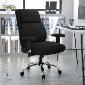 HERCULES Series Big & Tall 400 lb. Rated Black Fabric Ergonomic Task Office Chair with Line Stitching and Adjustable Arms, GO-2031F-GG
