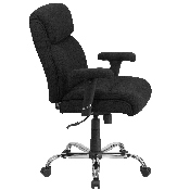 HERCULES Series Big & Tall 400 lb. Rated Black Fabric Ergonomic Task Office Chair with Line Stitching and Adjustable Arms, GO-2031F-GG