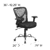 Big & Tall Office Chair - Adjustable Height Mesh Swivel Office Chair with Wheels, GO-2032-GG
