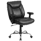 HERCULES Series Big & Tall 400 lb. Rated Black LeatherSoft Deep Tufted Ergonomic Task Office Chair with Adjustable Arms, GO-2073-LEA-GG