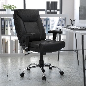 HERCULES Series Big & Tall 400 lb. Rated Black LeatherSoft Deep Tufted Ergonomic Task Office Chair with Adjustable Arms, GO-2073-LEA-GG