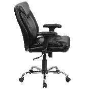 HERCULES Series Big & Tall 400 lb. Rated Black LeatherSoft Deep Tufted Ergonomic Task Office Chair with Adjustable Arms, GO-2073-LEA-GG