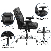 HERCULES Series Big & Tall 400 lb. Rated Black LeatherSoft Deep Tufted Ergonomic Task Office Chair with Adjustable Arms, GO-2073-LEA-GG