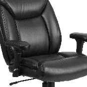 HERCULES Series Big & Tall 400 lb. Rated Black LeatherSoft Deep Tufted Ergonomic Task Office Chair with Adjustable Arms, GO-2073-LEA-GG