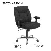 HERCULES Series Big & Tall 400 lb. Rated Black Fabric Deep Tufted Swivel Ergonomic Task Office Chair with Adjustable Arms, GO-2073F-GG