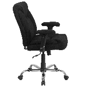 HERCULES Series Big & Tall 400 lb. Rated Black Fabric Deep Tufted Swivel Ergonomic Task Office Chair with Adjustable Arms, GO-2073F-GG