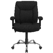 HERCULES Series Big & Tall 400 lb. Rated Black Fabric Deep Tufted Swivel Ergonomic Task Office Chair with Adjustable Arms, GO-2073F-GG