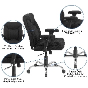 HERCULES Series Big & Tall 400 lb. Rated Black Fabric Deep Tufted Swivel Ergonomic Task Office Chair with Adjustable Arms, GO-2073F-GG
