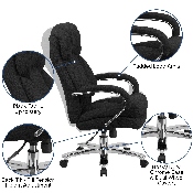 HERCULES Series 24/7 Intensive Use Big & Tall 500 lb. Rated Black Fabric Executive Ergonomic Office Chair with Loop Arms, GO-2078-GG