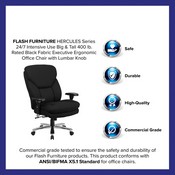 HERCULES Series 24/7 Intensive Use Big & Tall 400 lb. Rated Black Fabric Executive Ergonomic Office Chair with Lumbar Knob, GO-2085-GG, GO-2085-GG