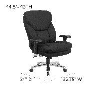 HERCULES Series 24/7 Intensive Use Big & Tall 400 lb. Rated Black Fabric Executive Ergonomic Office Chair with Lumbar Knob, GO-2085-GG, GO-2085-GG