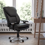 HERCULES Series 24/7 Intensive Use Big & Tall 400 lb. Rated Black LeatherSoft Ergonomic Office Chair with Lumbar Knob, GO-2085-LEA-GG