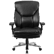 HERCULES Series 24/7 Intensive Use Big & Tall 400 lb. Rated Black LeatherSoft Ergonomic Office Chair with Lumbar Knob, GO-2085-LEA-GG