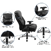 HERCULES Series 24/7 Intensive Use Big & Tall 400 lb. Rated Black LeatherSoft Ergonomic Office Chair with Lumbar Knob, GO-2085-LEA-GG
