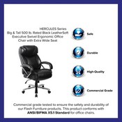HERCULES Series Big & Tall 500 lb. Rated Black LeatherSoft Executive Swivel Ergonomic Office Chair with Extra Wide Seat, GO-2092M-1-BK-GG