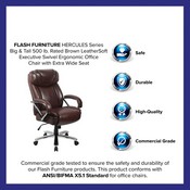 HERCULES Series Big & Tall 500 lb. Rated Brown LeatherSoft Executive Swivel Ergonomic Office Chair with Extra Wide Seat, GO-2092M-1-BN-GG