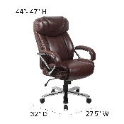 HERCULES Series Big & Tall 500 lb. Rated Brown LeatherSoft Executive Swivel Ergonomic Office Chair with Extra Wide Seat, GO-2092M-1-BN-GG