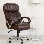 HERCULES Series Big & Tall 500 lb. Rated Brown LeatherSoft Executive Swivel Ergonomic Office Chair with Extra Wide Seat, GO-2092M-1-BN-GG
